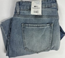New Time and Tru Womens Straight Crop Jean Light Wash Raw Hem Size 14 High-Rise