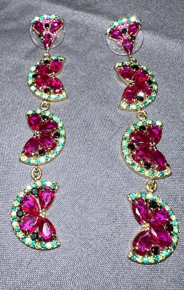 Kate Spade рубин стразы ярко розовый линейный люстра арбуз серьги новый без ЯРЛЫКОВ - Изображение 3 из 4