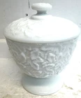 Vintage Westmoreland Bramble Maple Leaf Milk Glass Candy Dish w Lid