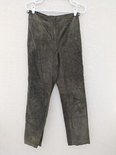 Vintage Green Leather Pants Retro 70s Hippie Size 4 Yvonne Marie