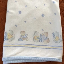 Vintage Carter’s Baby Receiving Blanket - Cotton - Alphabet Blocks - 32” x 28”