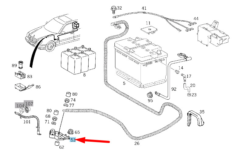 Connecteur de câble de batterie d'origine Mercedes-Benz E W210 A2025400169