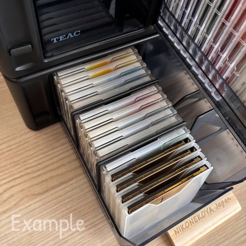 2 x TEAC Teleskopowe etui do przechowywania MiniDisc w stosy Czarne mieści 64 MD Vintage - Zdjęcie 10 z 23