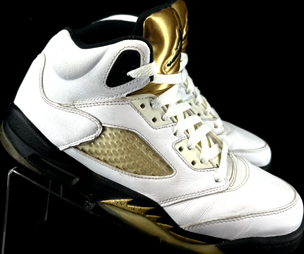 jordan retro 5 white and gold