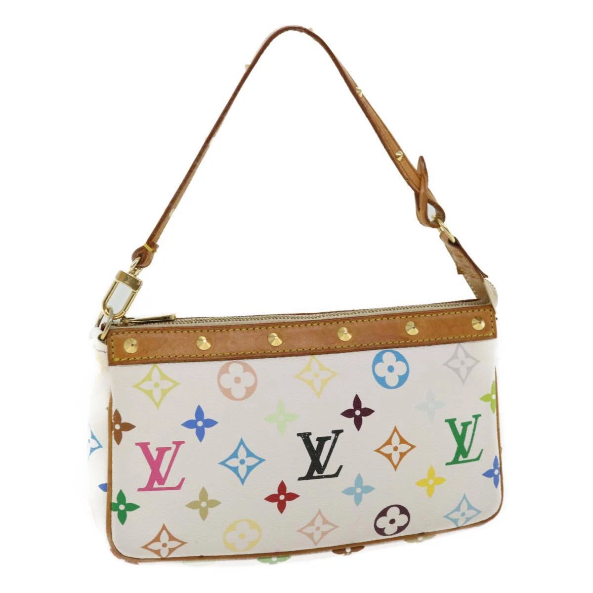 LOUIS VUITTON Monogram Multicolor Pochette Accessoires Pouch M92649 White  Bag