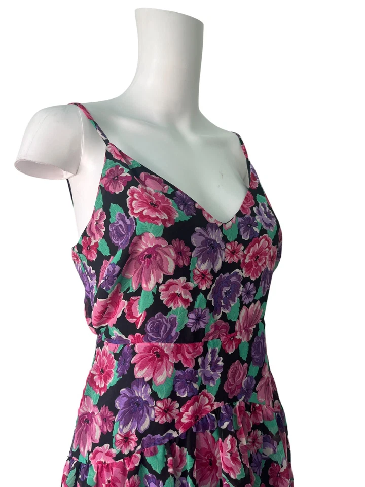 NOVO VISUAL Vestido Feminino Tamanho Pequeno 10 Rosa Floral Babado Chiffon NOVO EU38 RRP £40 - Imagem 4 de 4