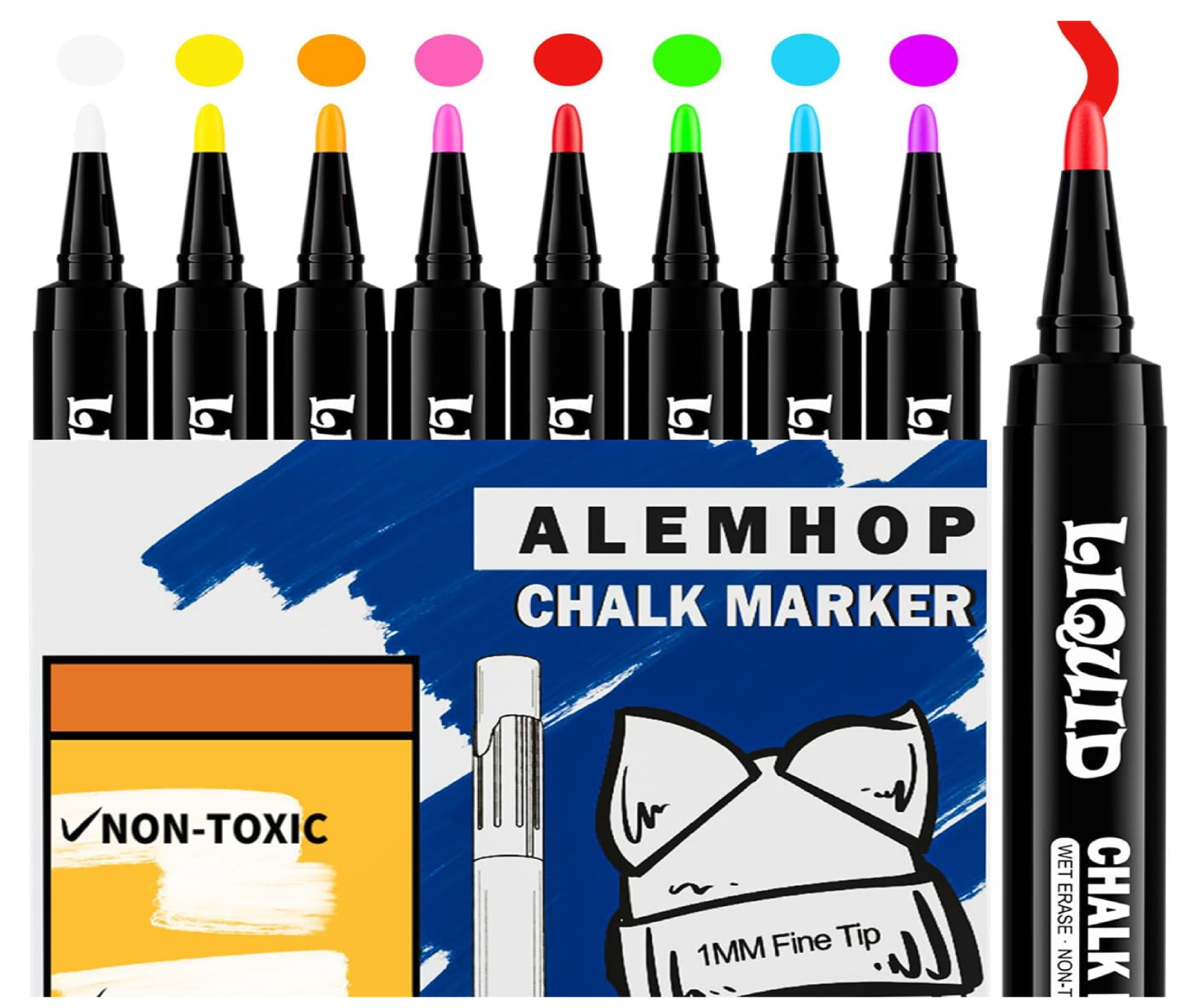 Fine Tip Multicolor Chalkboard Markers 8 Pack with Free Shipping-image