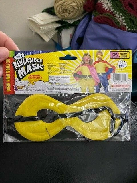 Child Size Reversible Pink Or Yellow Superhero Mask New!!! - Image 2 of 2