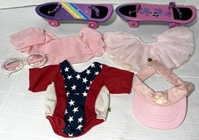 Build a Bear Skateboard Gymnastics Leotard Tutu Glasses Visor Accessory Lot Set