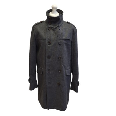 Jeff Banks 24:7 Dark Grey Double Breasted Coat UK Men's Size
