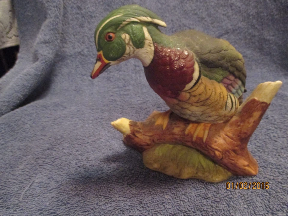 FIGURA DE PATO DE MADERA LEFTON KW908 DE COLECCIÓN con ETIQUETA DE LÁMINA ¡Bastante bonita! Foto 2 de 4