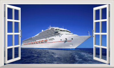 Kreuzfahrtschiff großes magisches Fenster Wand selbstklebender Aufkleber Abziehbild Druck Poster 3D