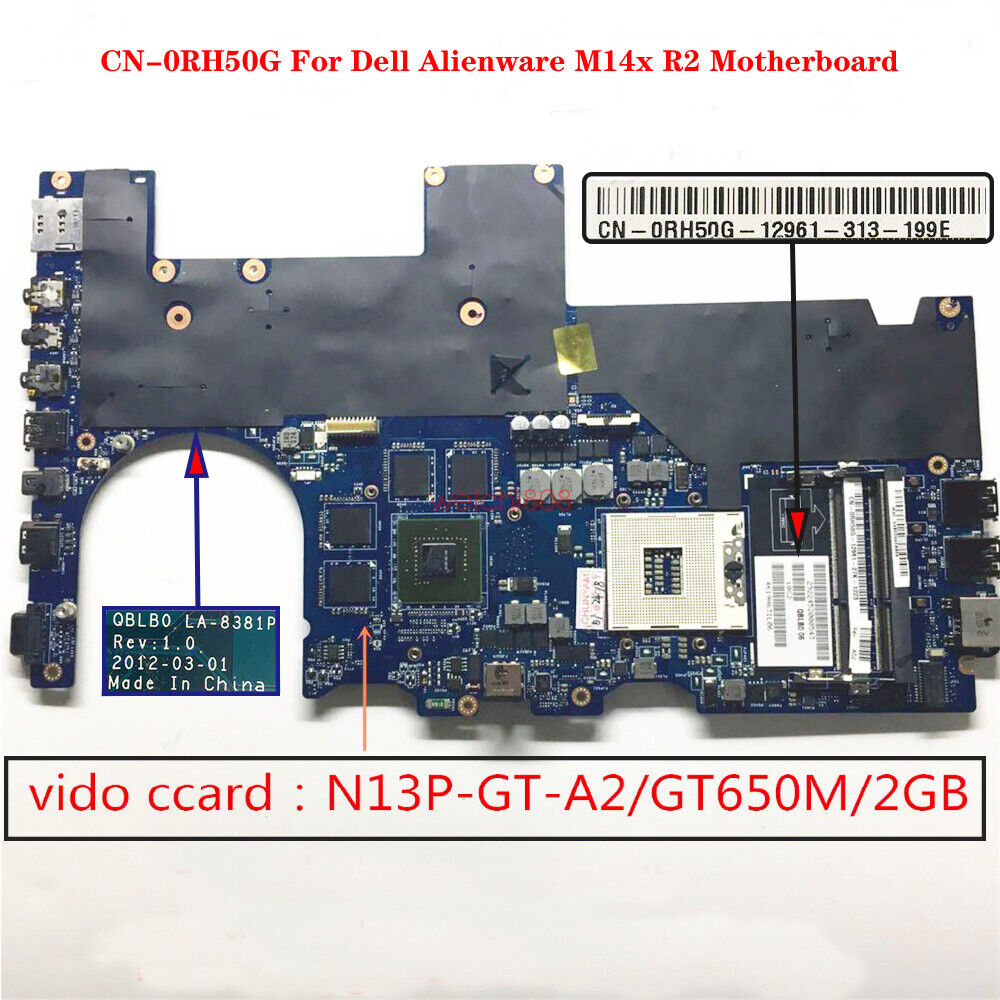For Dell Alienware M14x R2 Motherboard LA-8381P GT650M 2GB For Dell Alienware M14x R2 Motherboard LA-8381P GT650M 2GB