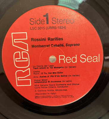 MONTSERRAT CABALLE - Rossini Rarities Vinyl LP 1968 RCA