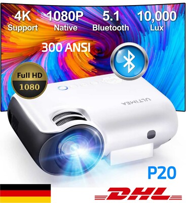 Ultimea Apollo P20 Mini LED Projektor, Beamer, Heimkino 4K Wireless 1080P 
