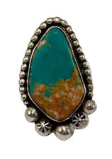 Native American Sterling Silver Blue/ Brown Turquoise Braided Ring Size: 5.75 