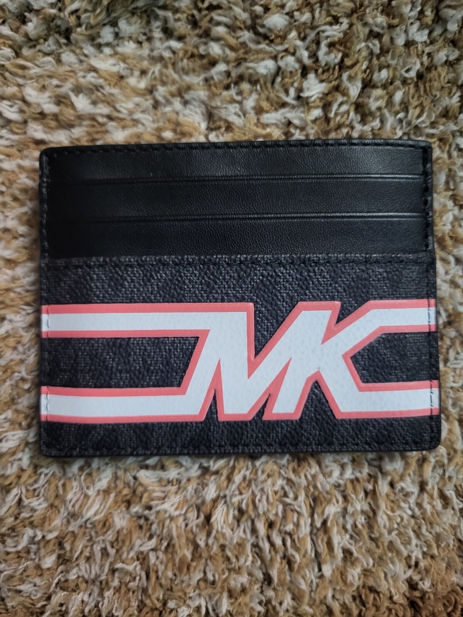 【関税&送料込】Michael By Michael Kors Printed Canvas Card Michael Kors MK Logo Mens Credit Card Case Holder Wallet