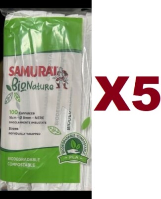 500 PZ Cannucce biodegradabili cucchiaino 24 x0.8
