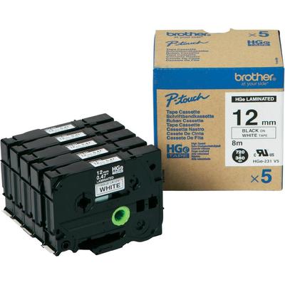 Brother P-touch Band HGe-231V5 12mm 5er PACK ähnl.TZ-231 hochauflösend original 