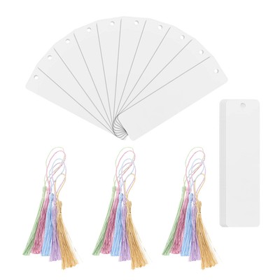  15 Sets Bookmark Widget Rectangular Bookmarks Tassels Blank Acrylic Student