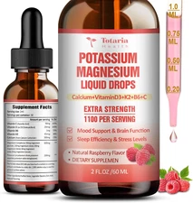 Potassium Magnesium Supplement Liquid Drops - Vitamin K 2 Potassium Supplemen...