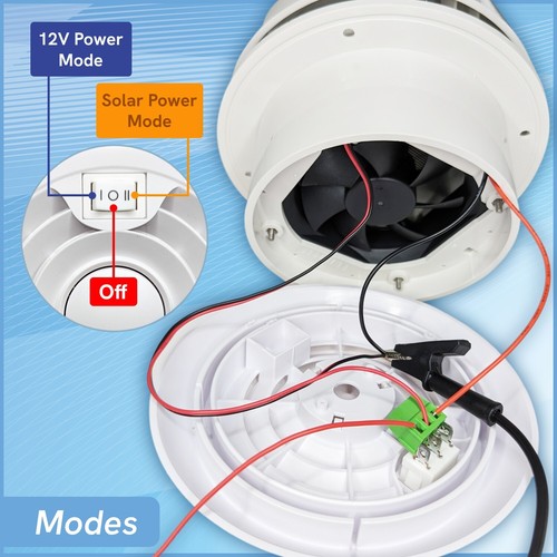 Ventilador de ventilación de techo Pactrade Marine RV (12V/solar) | Para cobertizos, campistas, barcos y más - Imagen 4 de 9