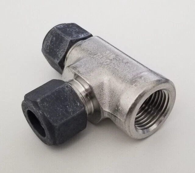 1/2 Tube x 1/2 FNPT 316ss Female Run Tee Parker CPI 8-8-8 MBZ-SS - Image 2 of 3