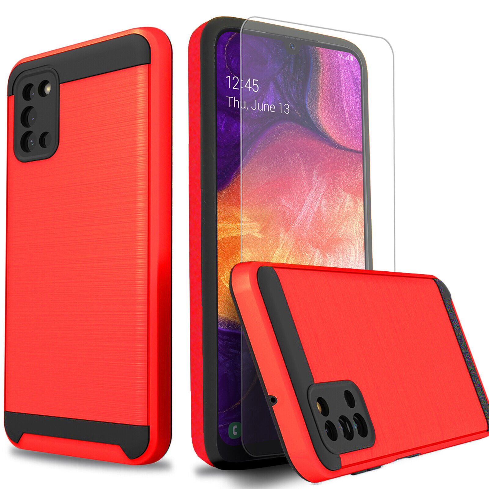 For Samsung Galaxy A03S Phone Case Cover Shockproof + Tempered Glass Protector