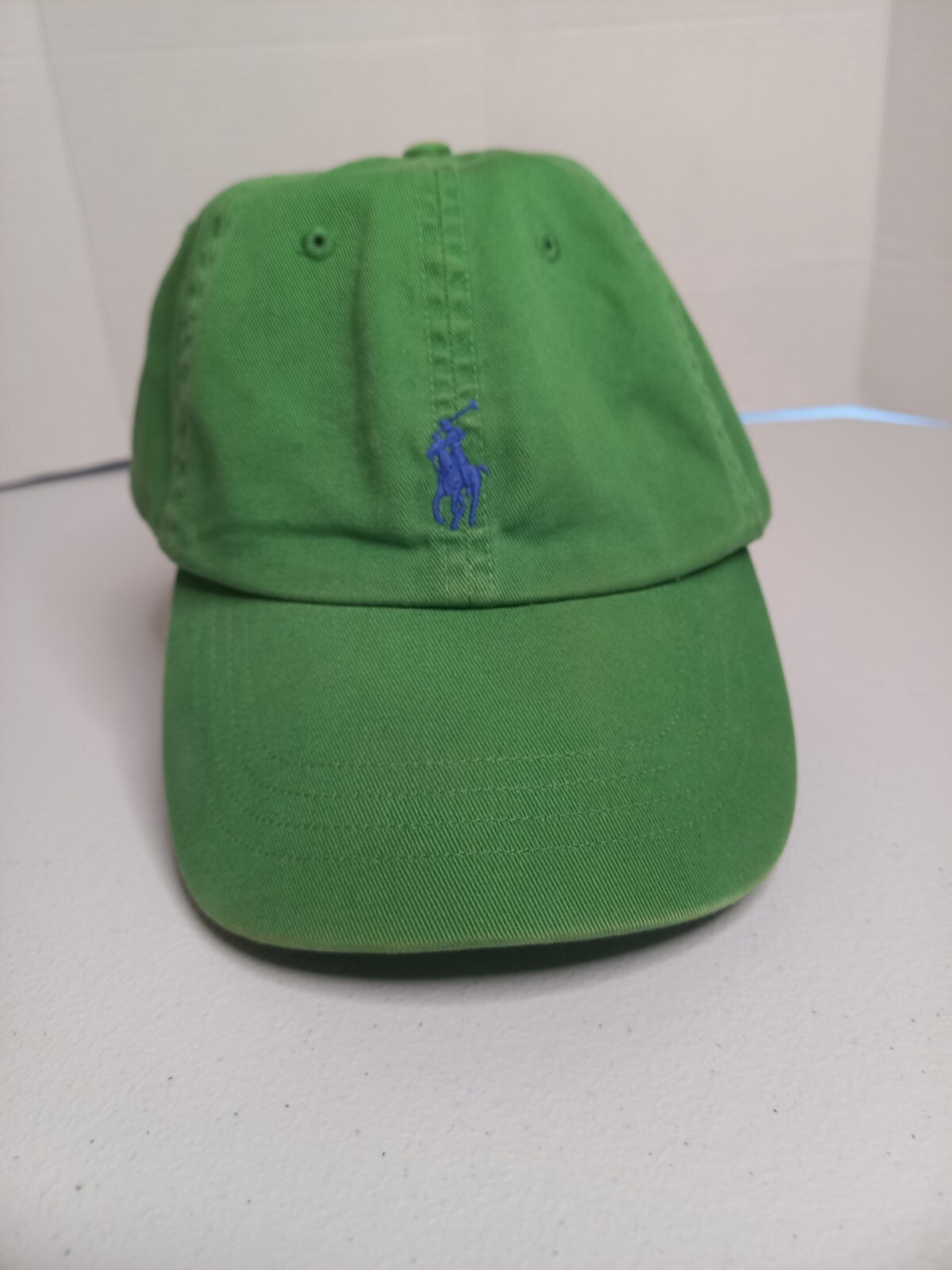 Cappello polo VINTAGE Ralph Lauren cappello in pelle cinturino posteriore verde Kelly pony logo da uomo