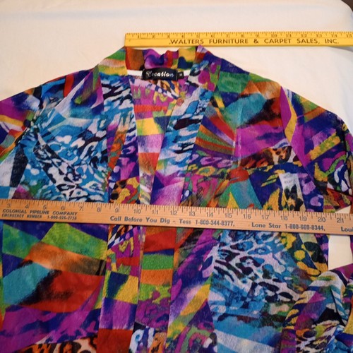 Creation Women's Semi Sheer Cardigan Size M Multicolor Open Front Duster Stretch - Picture 7 of 11