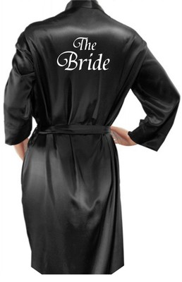 black satin dressing gown