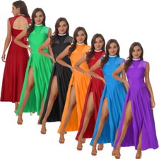 Womens Dress Leotard Dresses Competition Dancewear Gymnastics Lyrical Flowy