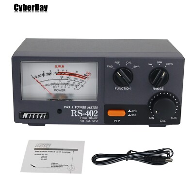 200W NISSEI RS-402 Power Meter 125-525MHz SWR Watt Meter + Large Meter Display