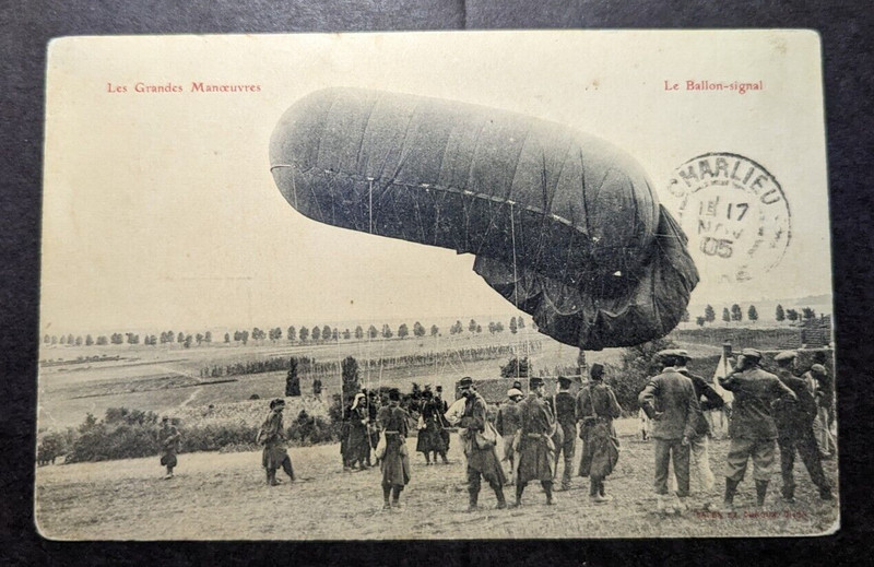 1905 France Early Airship Zeppelin RPPC Postcard Cover Charlieu Local Use