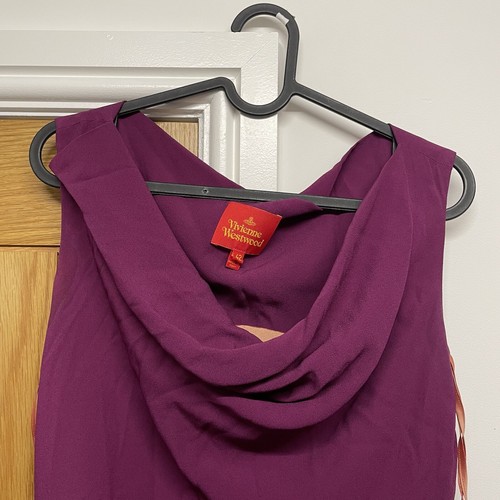Vivienne Westwood Deconstructed Dress Size 42 UK 10 Magenta Cowl Neck Crepe - Picture 2 of 7