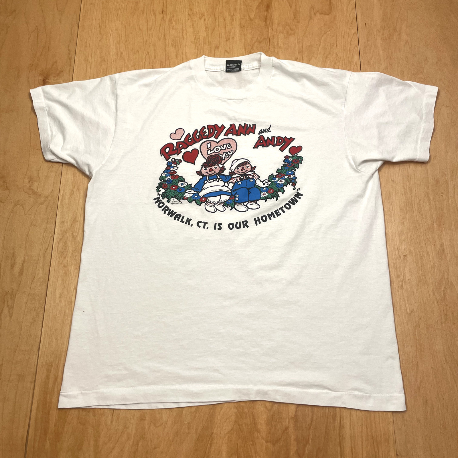 Vintage Norwalk Raggedy Ann White XL Short Sleeve 90'… Gem