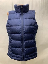 Lands End womens medium 8 12  Navy Blue Down Puff Puffer Vest  Classic Camping