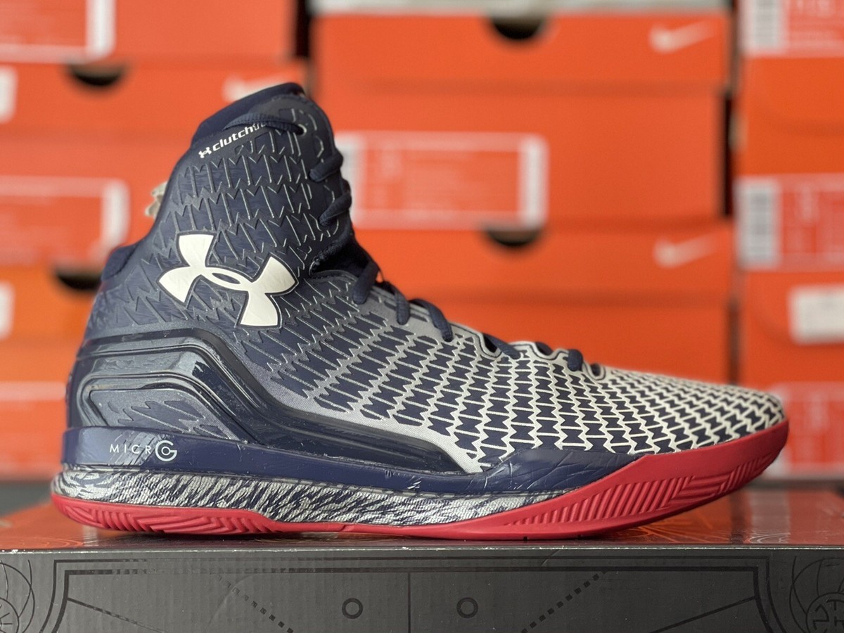 UNDER ARMOUR CLUTCHFIT DRIVE CURRY 2014 SZ 11 BLUE WHITE RED UNDER ARMOUR CLUTCHFIT DRIVE CURRY 2014 SZ 11 BLUE WHITE RED