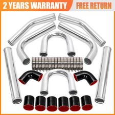 2.5 Universal Aluminum Turbo Intercooler Piping Kit Elbow Hose Bolt Clamps