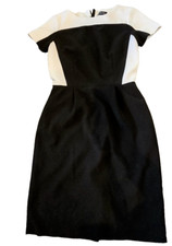 Tahari Arthur S Levine Black White color block Dress 4 office siren quiet luxury