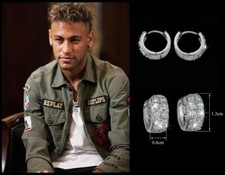 Men’s/Boy’s: Neymar - 10 Sparkling Cubic Zirconia 18K White Gold Huggie Earrings