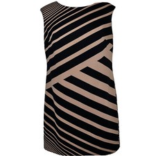 Women’s Ann Taylor LOFT Beige Black Stiped Dress-Size 2