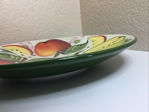 J McCall Blue Sky 2004 Fruit - Bees Serving Platter Round Bowl 11.25” Artist Sig - Picture 9 of 12