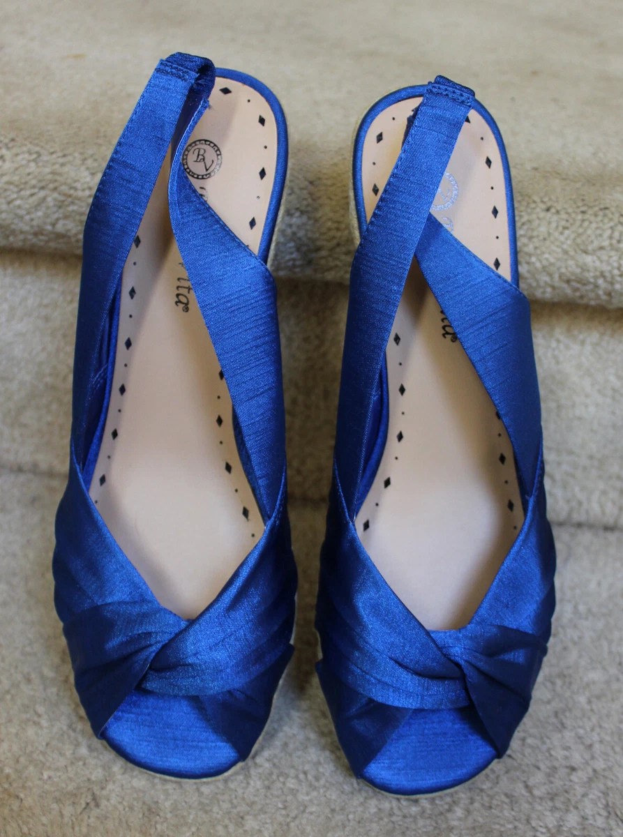 Bella Vita Women s 12W Sangria Cobalt Silk Shoes NEW in Box eBay