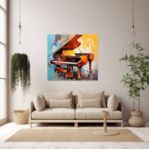 Piano Musica Stile Pittura Colorata Stampa su Tela, Musica Classica Arte - Foto 9 di 9