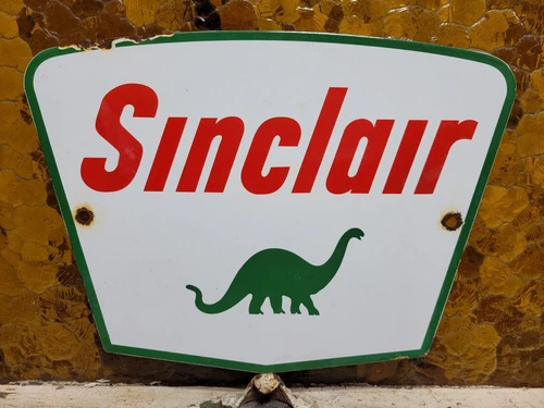 VINTAGE SINCLAIR PORCELAIN SIGN GASOLINE MOTOR OIL SALES SERVICE GARAGE MECHANIC