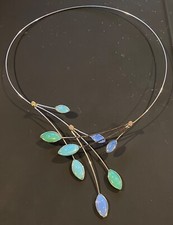 Smithsonian Institution Floating Leaf and Crystal Necklace - Rare