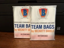 Beckett Shield Team Bags Resealable Sleeves 2 Packs of 100 - 200 Total