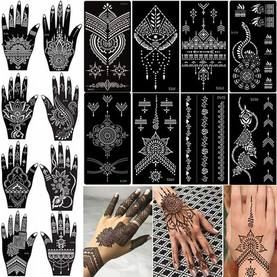 XMASIR 16 Sheets Temporary Henna Tattoo Kit, Reusable Tattoo Stencils Sets India