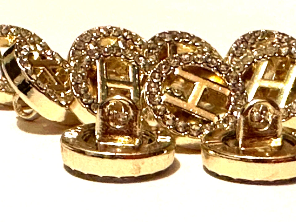 10 Gold Hermes Buttons Crystal Gold CHIC 11 -12 mm MINT! No tarnish Hermes Paris - Image 4 of 4